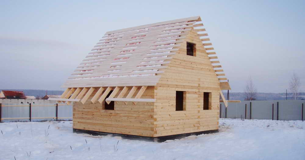 Зимнее строительство дома из бруса